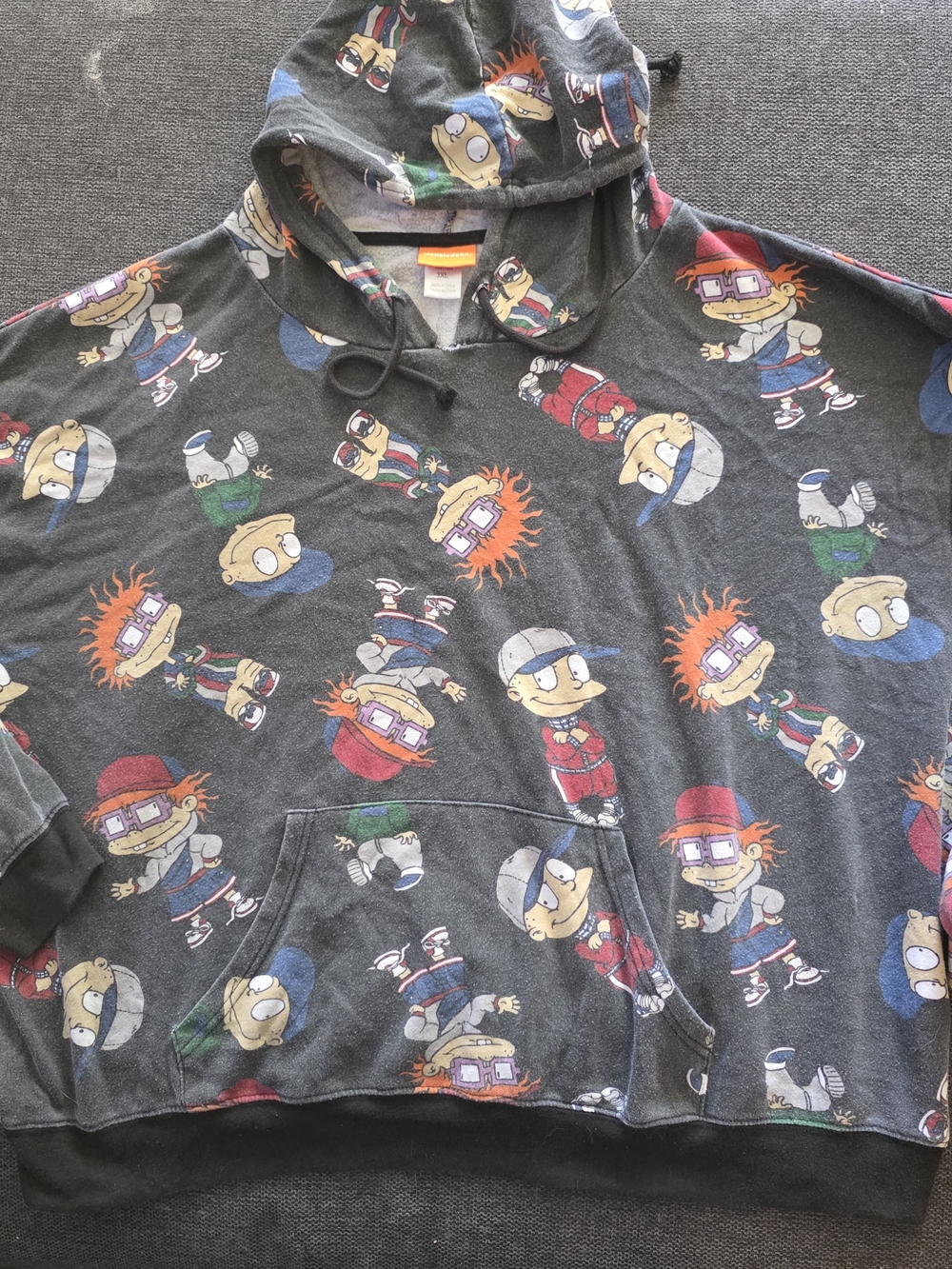 Nickelodeon Gray Hoodie with Rugrats Print Nice Fade 3XL